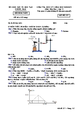 Đề kiểm tra học kỳ I môn Hóa học Lớp 11 - Mã đề 317 - Năm học 2018-2019 - Sở giáo dục và đào tạo Quảng Nam